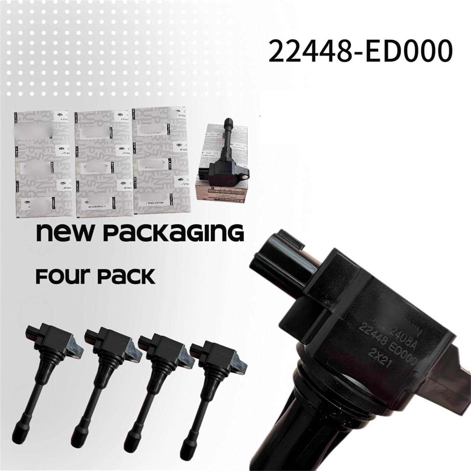 Nissan Ignition Coil Assembly 22448ED000  (Pack of 4)