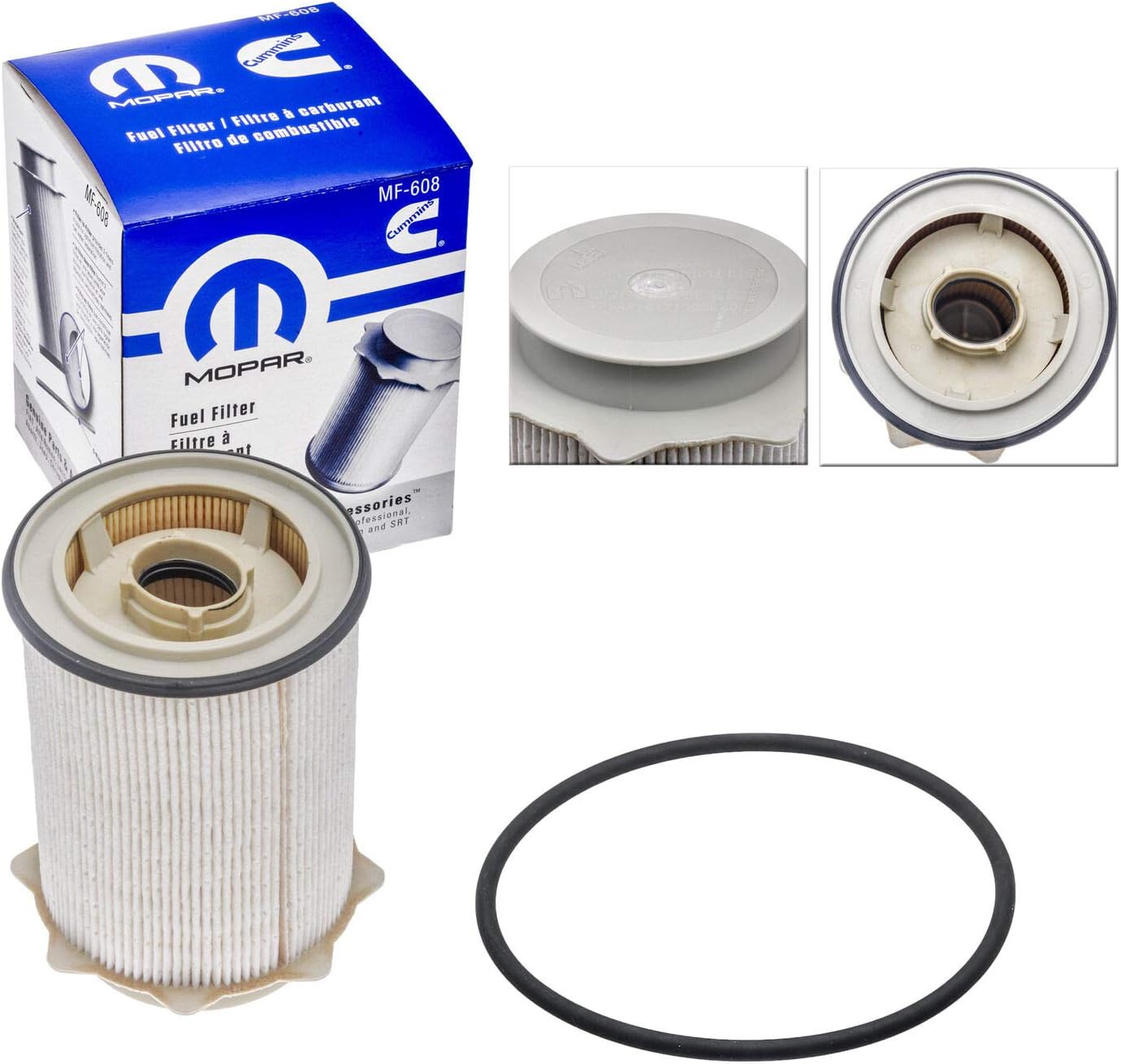A new Mopar OEM factory condition fuel filter for 6.7L Cummins Turbo Diesel