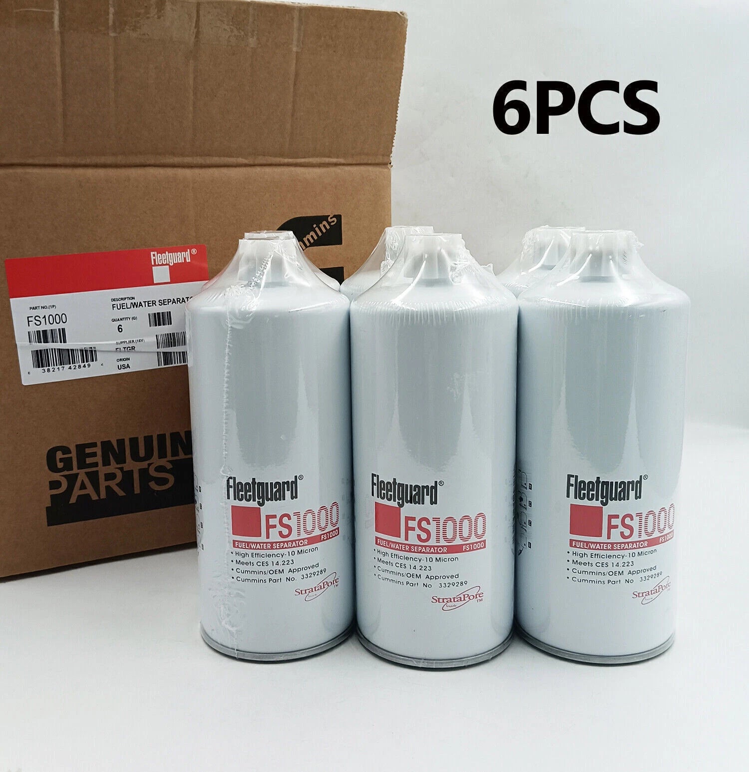 FS1000 Fleetguard Fuel Filter Water Separator (Pack of 6)